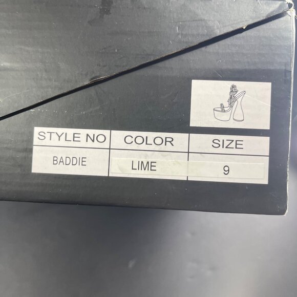 Fashion Nova Green Platform Heels With Strappy Design & Unique Flared Heel - Picture 9 of 10